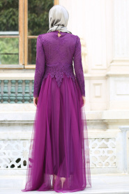 Evening Dresses - Purple Hijab Dress 7691MOR - Thumbnail
