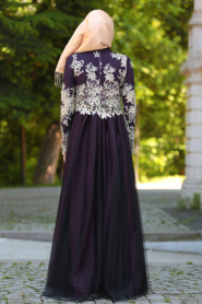 Evening Dresses - Purple Hijab Dress 7714MOR - Thumbnail