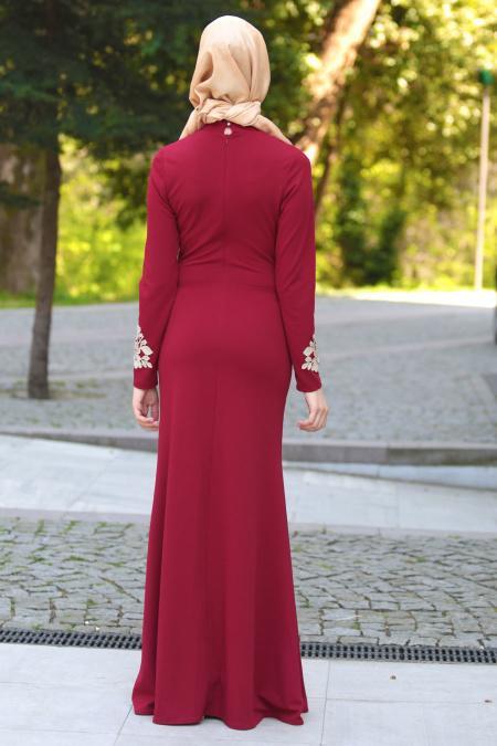 Evening Dresses - Red Hijab Dress 10048K - 3