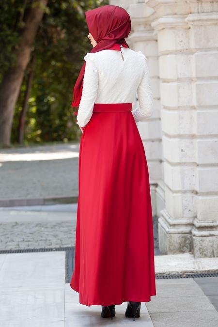 Evening Dresses - Red Hijab Dress 2161K - 3