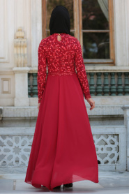 Evening Dresses - Red Hijab Dress 76461K - Thumbnail