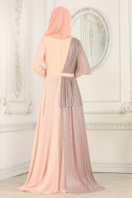 Evening Dresses - Salmon Pink Hijab Dress 103SMN - Thumbnail