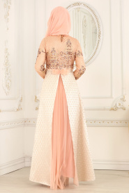 Evening Dresses - Salmon Pink Hijab Dress 3100SMN - Thumbnail