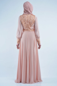 Evening Dresses - Salmon Pink Hijab Dress 3896SMN - Thumbnail