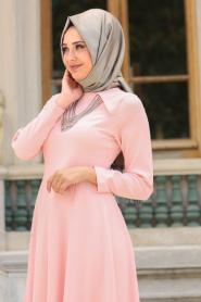Evening Dresses - Salmon Pink Hijab Dress 41470SMN - Thumbnail