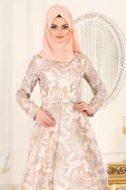 Evening Dresses - Salmon Pink Hijab Dress 42220SMN - Thumbnail