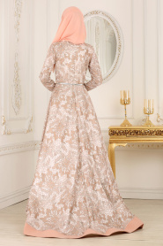 Evening Dresses - Salmon Pink Hijab Dress 42220SMN - Thumbnail