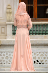 Evening Dresses - Salmon Pink Hijab Dress 43960SMN - Thumbnail