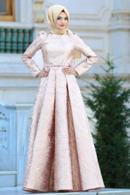 Evening Dresses - Salmon Pink Hijab Dress 44960SMN - Thumbnail