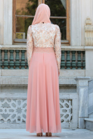 Evening Dresses - Salmon Pink Hijab Dress 76970SMN - Thumbnail