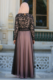 Evening Dresses - Salmon Pink Hijab Dress 7727SMN - Thumbnail
