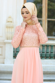 Evening Dresses - Salmon PinkHijab Dress 2799SMN - Thumbnail