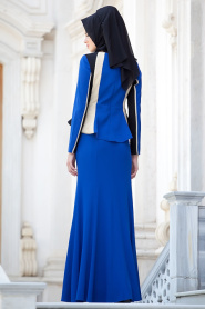 Evening Dresses - Sax Blue Hijab Dress 2103SX - Thumbnail