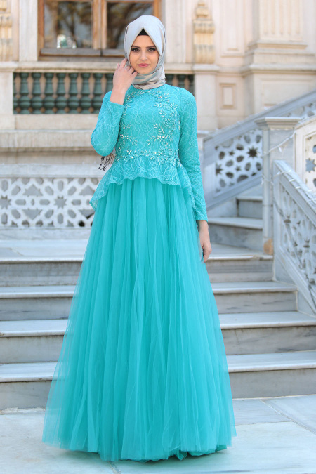 Evening Dresses - Turquaz Hijab Dress 4042TR