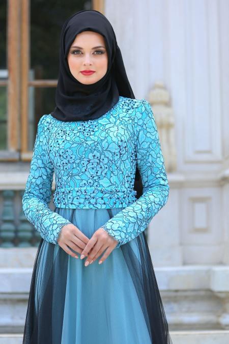 Evening Dresses - Turquaz Hijab Dress 7583TR - 2