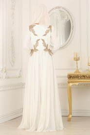Evening Dresses - White Hijab Dress 1130B - Thumbnail