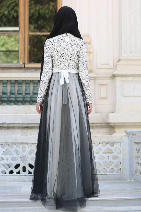 Evening Dresses - White Hijab Dress 7583B - 3
