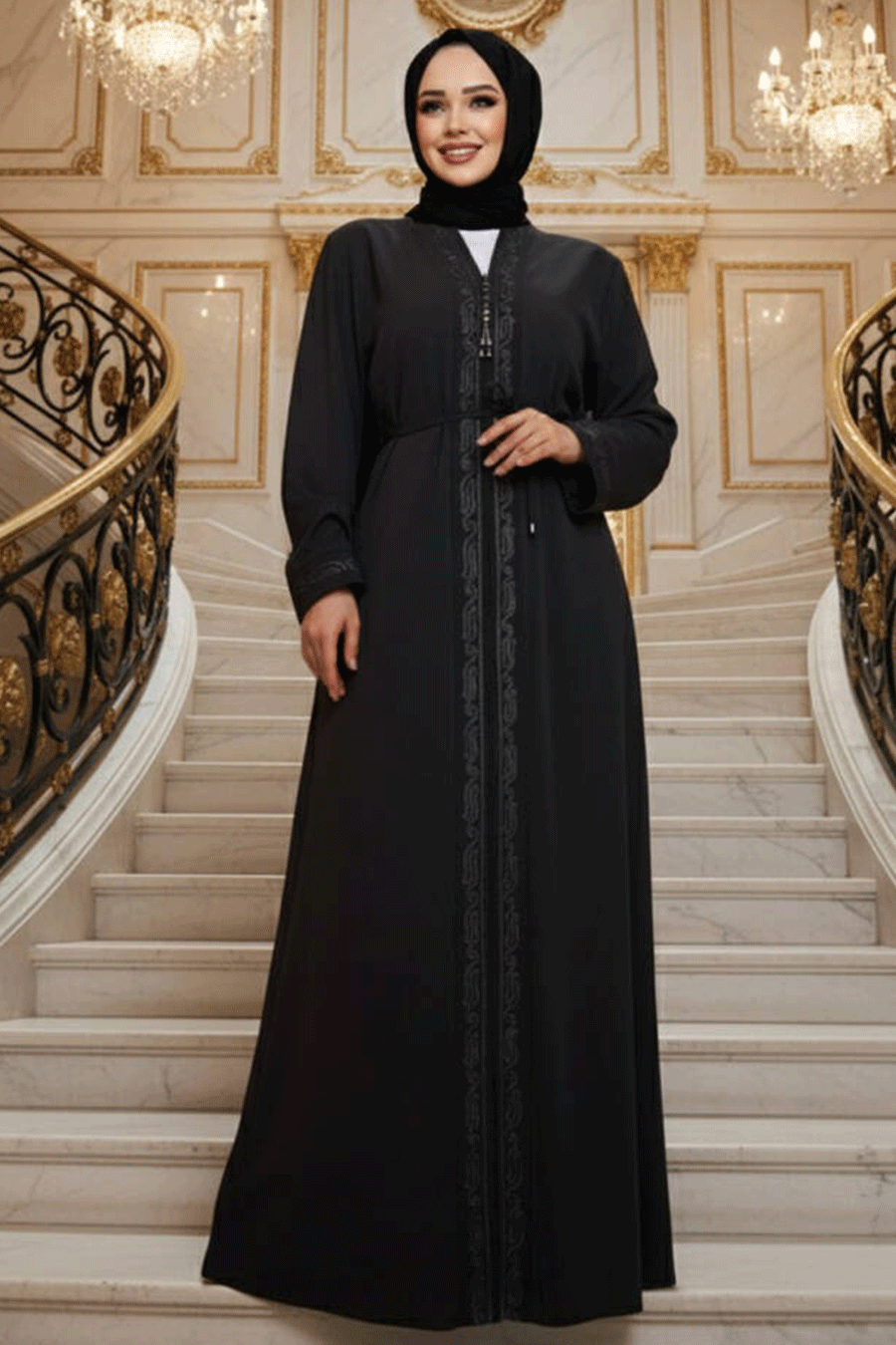 Fermuarlı Antrasit Tesettür Abaya 45297ANT