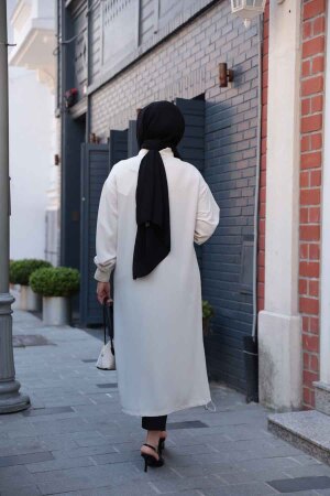 Fermuarlı Bej Tesettür Hırka 15201BEJ - 3