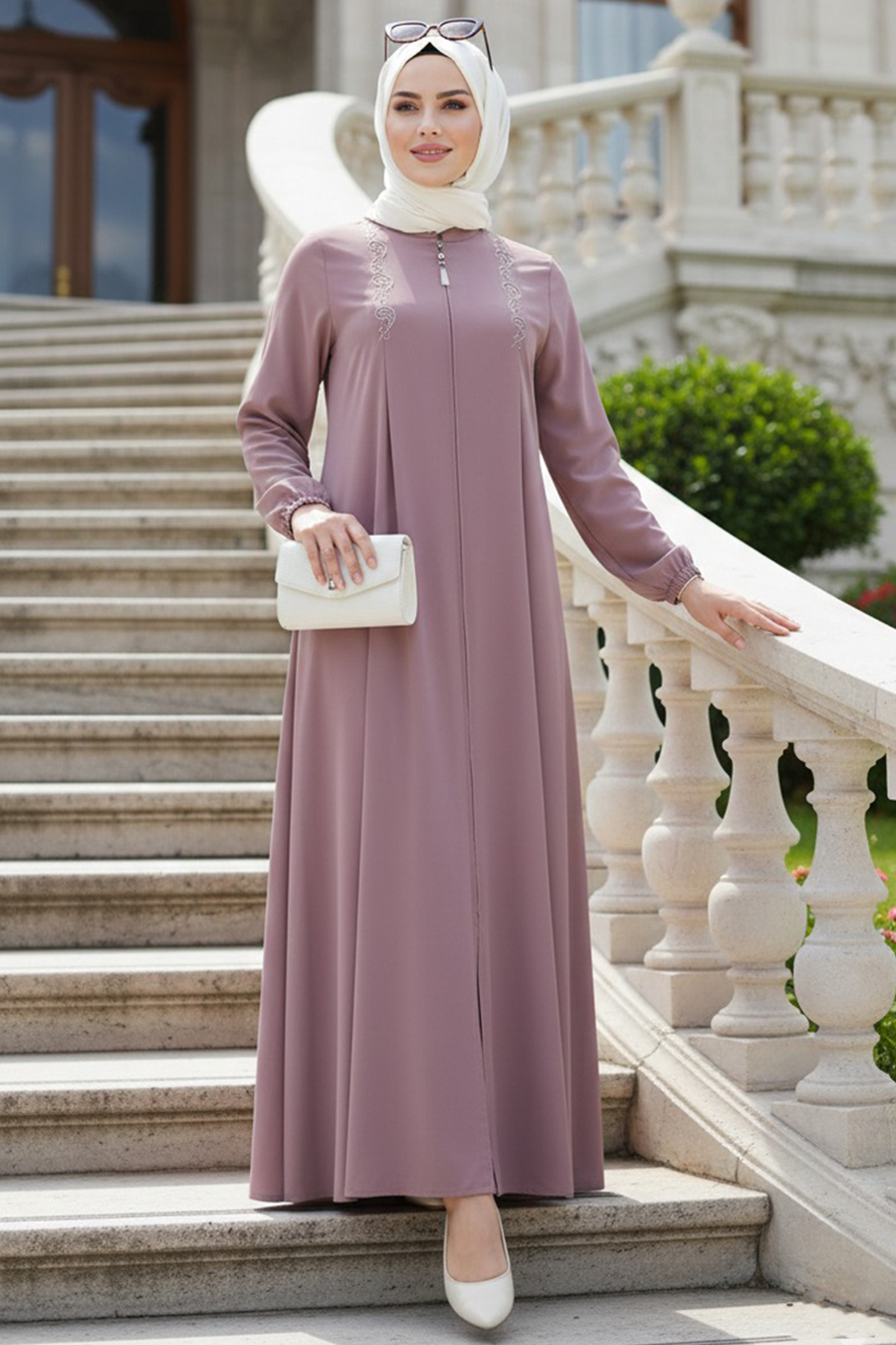 Fermuarlı Camel Tesettür Ferace 45311C