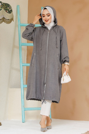 Fermuarlı Füme Tesettür Kap 70792FU - NEVA STYLE