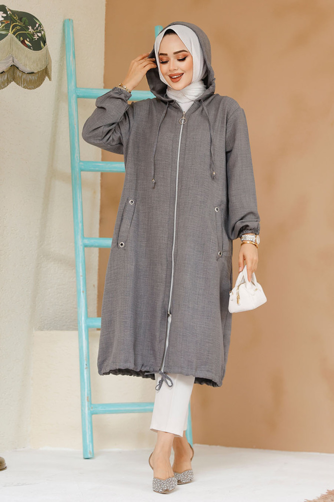 Fermuarlı Füme Tesettür Kap 70792FU - NEVA STYLE