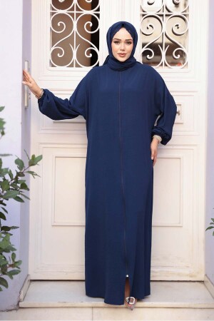 Fermuarlı Lacivert Tesettür Namaz Elbisesi 73271L - 2
