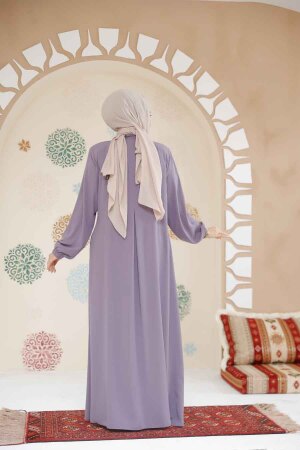Fermuarlı Lila Tesettür Abaya 45282LILA - 4