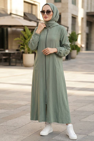 Fermuarlı Mint Tesettür Kap 53931MINT - 1