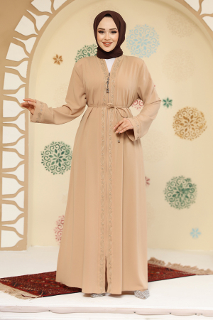 Fermuarlı Ten Tesettür Abaya 45297TEN - 2