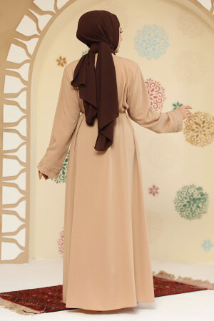 Fermuarlı Ten Tesettür Abaya 45297TEN - 3