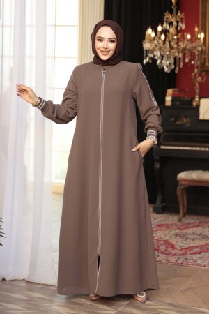 Fermuarlı Vizon Tesettür Ferace 26381V 