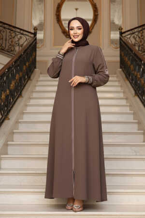 Fermuarlı Vizon Tesettür Ferace 26381V 