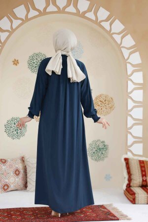 Fermuarlı Zümrüt Yeşili Tesettür Ferace 45293ZY - 3