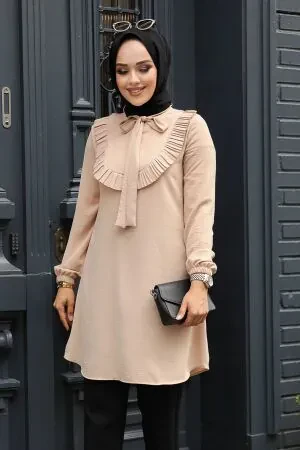 Fırfır Detaylı Bisküvi Tesettür Tunik 6682BS 