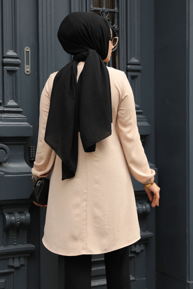 Fırfır Detaylı Bisküvi Tesettür Tunik 6682BS - 3