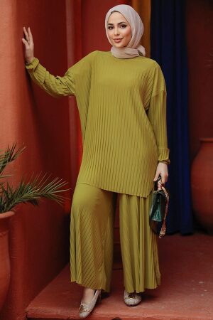 Fıstık Yeşili Tesettür Sandy İkili Takım 41502FY - 1