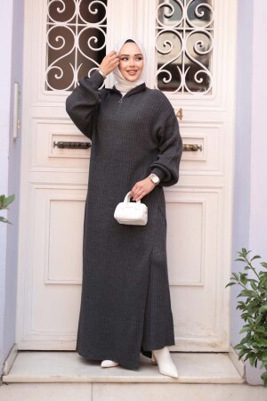 Fitilli Antrasit Triko Tesettür İkili Takım 17207ANT - 1