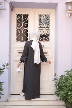 Fitilli Antrasit Triko Tesettür İkili Takım 17207ANT - 4