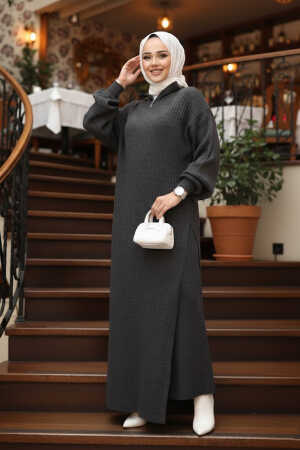 Fitilli Antrasit Triko Tesettür İkili Takım 17207ANT 