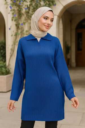 Fitilli Sax Mavisi Tesettür Triko Tunik 65903SX - 1