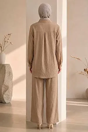 floral embroidered Zara Satin Stone Modest Two-Piece Set 15695TAS - 2