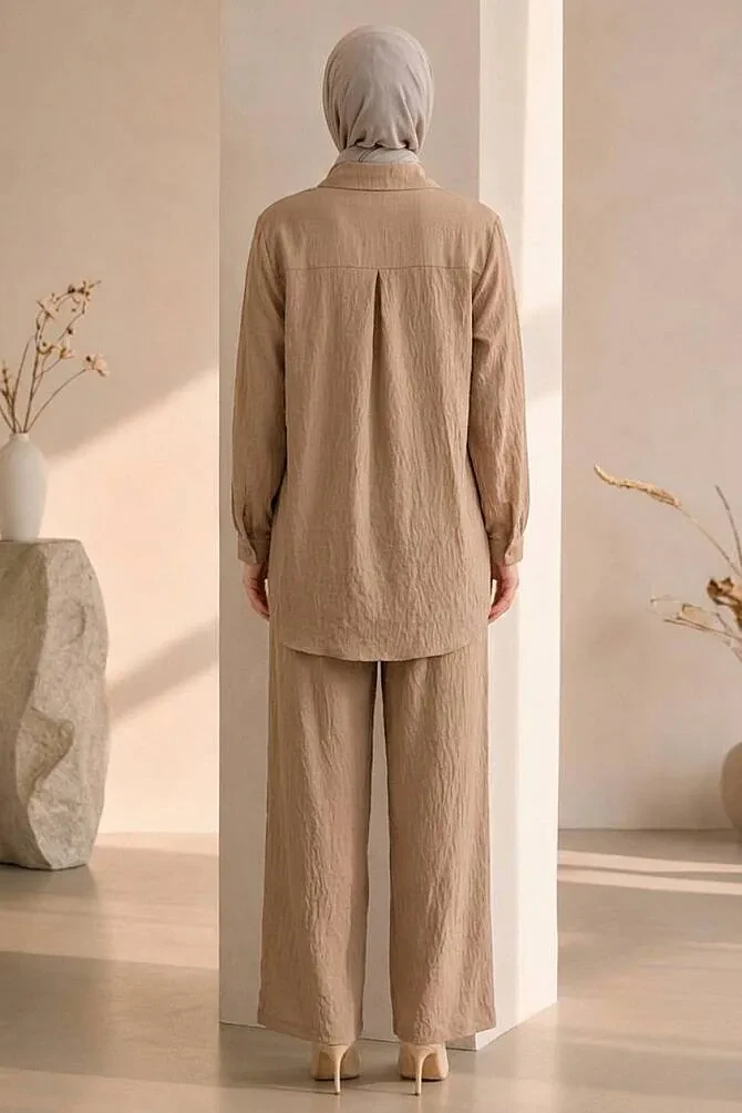 floral embroidered Zara Satin Stone Modest Two-Piece Set 15695TAS - 2