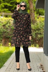 Floral Pattern Hijab Tunic 17013S - Thumbnail