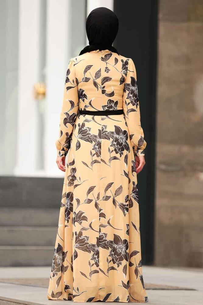 Flower Patterned Hijab Dress 815222DSN - 2