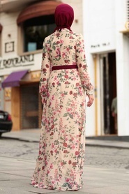 Flower Patterned Hijab Dress 815231DSN - Thumbnail