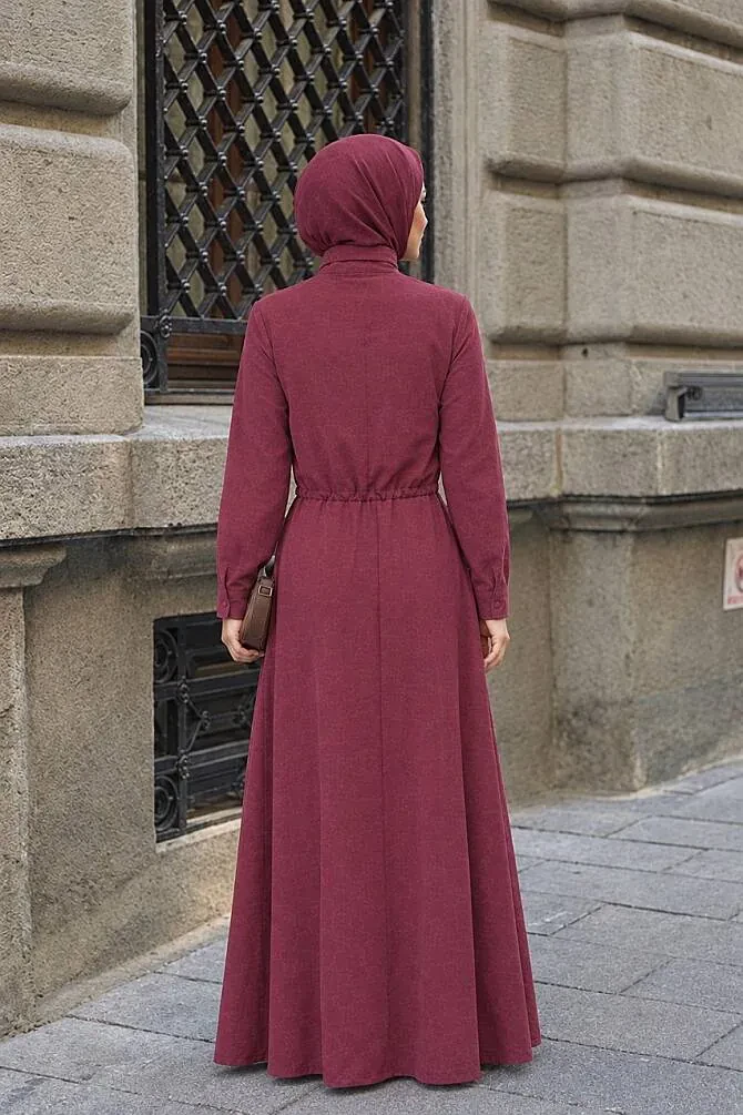 Front-Pocket Plum Modest Skirt Set 1359MU - 2