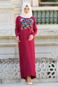 Fuchsia Hijab Dress 3068F - Thumbnail