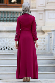 Fuchsia Hijab Dress 8145F - Thumbnail