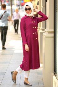 Fuchsia Hijab Coat 52090F - Thumbnail